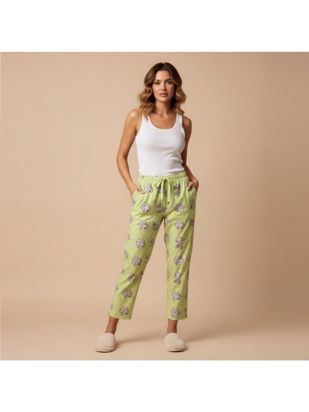 Disney Thumper Women's Pajama Pants Size L Green White gray pink blue